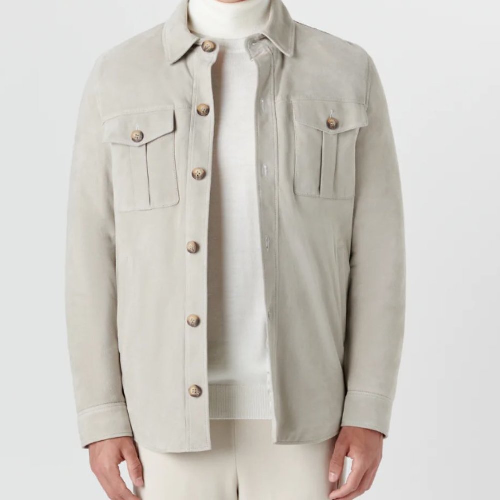 Bugatchi Men's Suede Shirt Jacket Beige sz Large - Winter 2022
